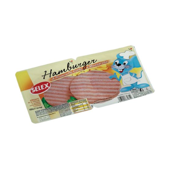 selex hamburger di prosciutto cotto e mozzarella 2x75, scheda prodotto
